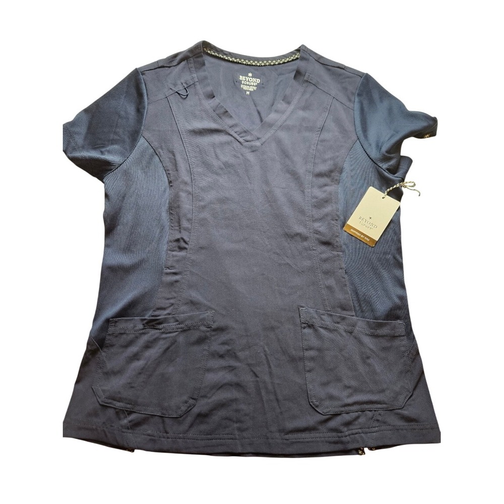 Beyond Scrubs Spirit V-Neck Top Navy Blue Stretch Twill Medical Scrub 5100SB M